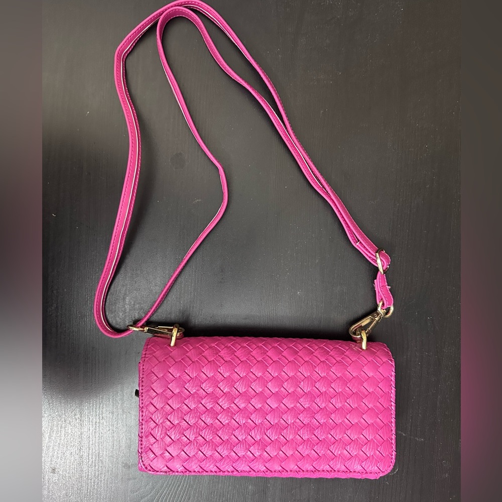Functional Pink woven phone crossbody
